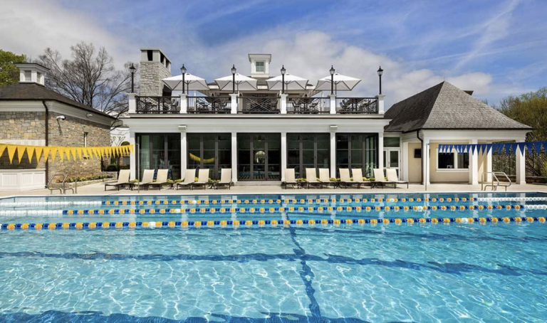Piedmont Driving Club Poolside Bar and Event Space featuring a two-story restaurant, bar, integrated clubhouse member communication technology and versatile event space located adjacent to the pool.
