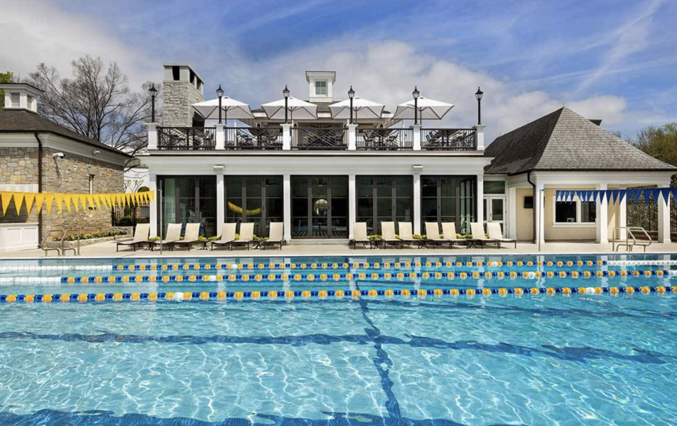 Piedmont Driving Club Poolside Bar and Event Space featuring a two-story restaurant, bar, integrated clubhouse member communication technology and versatile event space located adjacent to the pool.