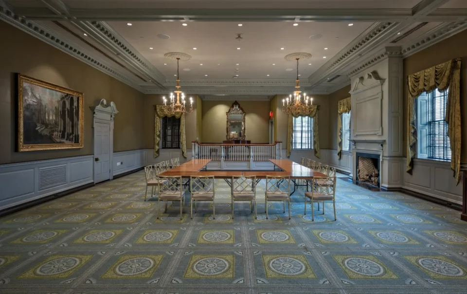 Elegant private club ballroom at Piedmont Driving Club with integrated AV infrastructure by Macrotek Services