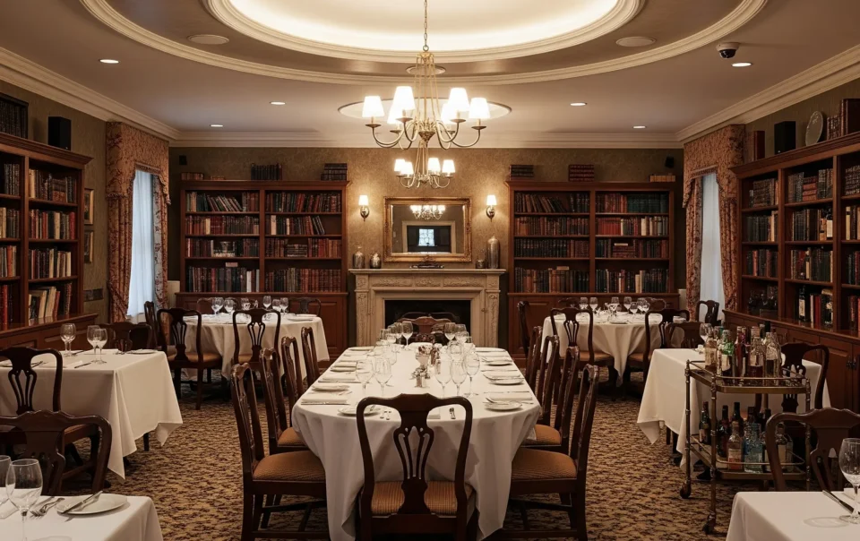 Private dining room with discreet speaker and lighting integration